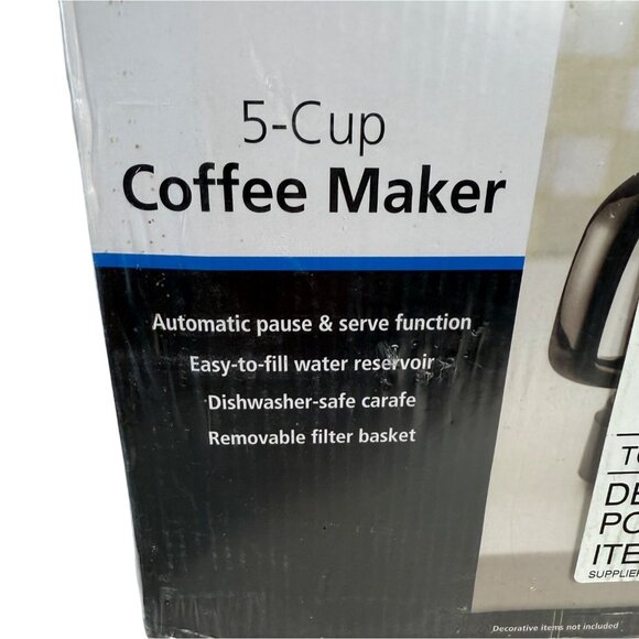 Mainstays 5 Cup Coffee Maker Kitchen Appliance Brew Senior Living College Dorm - Picture 5 of 11